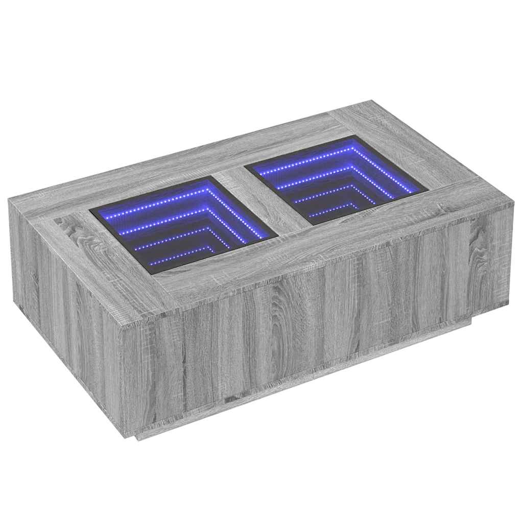 Τραπεζάκι Σαλονιού Άπειρο Φως LED Γκρι Sonoma 116x69x40 εκ.