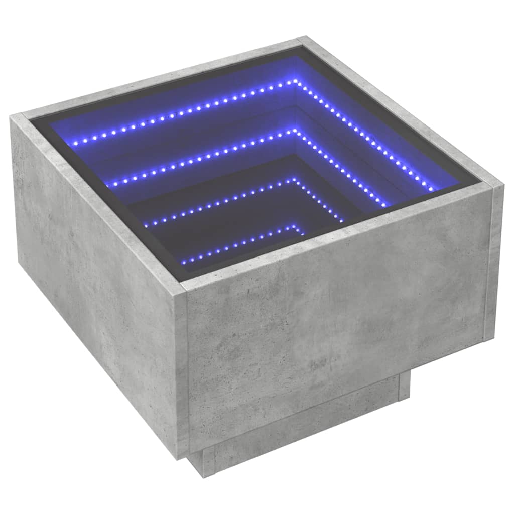 Κομοδίνο Άπειρο Φως LED Γκρι Σκυροδέματος 40x40x30 εκ. - Pakobazaar