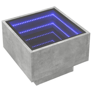 Κομοδίνο Άπειρο Φως LED Γκρι Σκυροδέματος 40x40x30 εκ. - Pakobazaar
