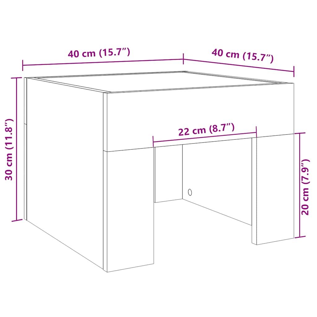 Κομοδίνο Άπειρο Φως LED Λευκό 40x40x30 εκ. - Pakobazaar