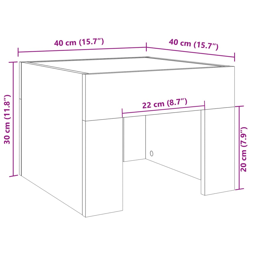 Κομοδίνο Άπειρο Φως LED Μαύροό 40x40x30 εκ.