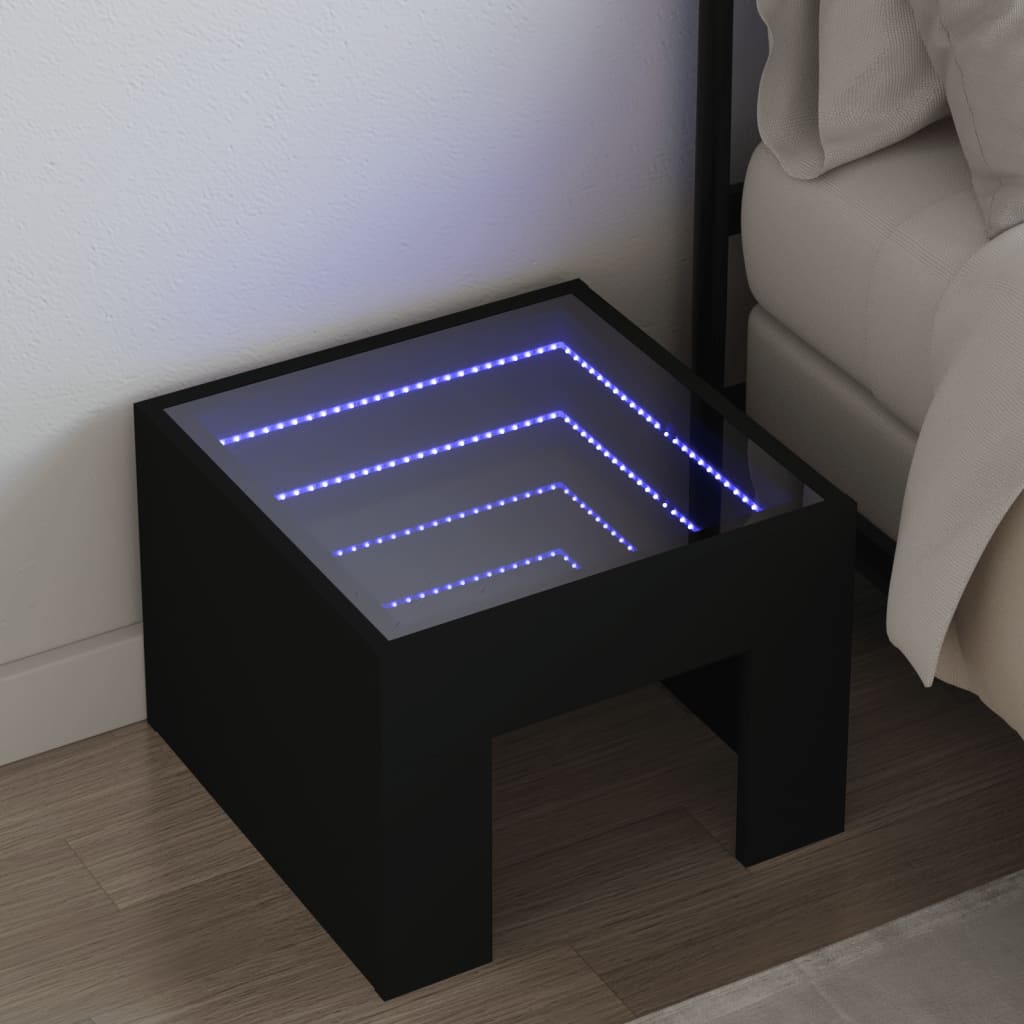 Κομοδίνο Άπειρο Φως LED Μαύροό 40x40x30 εκ.