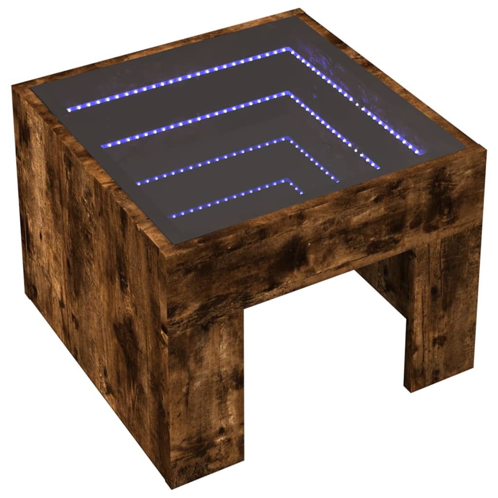 Κομοδίνο Άπειρο Φως LED Καπνιστή Δρυς 40x40x30 εκ.