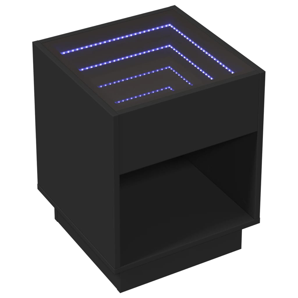 Κομοδίνο Άπειρο Φως LED Μαύρο 40x40x50 εκ. - Pakobazaar