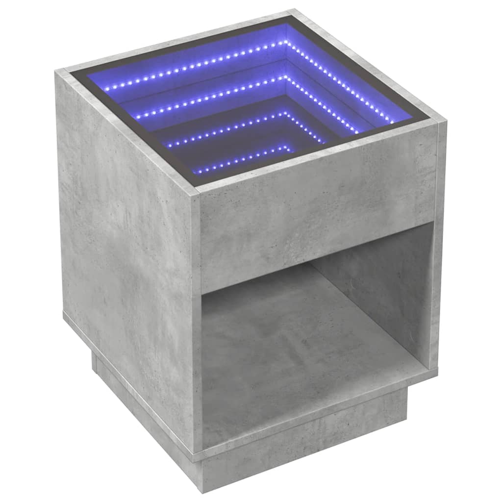 Κομοδίνο Άπειρο Φως LED Γκρι Σκυροδέματος 40x40x50 εκ. - Pakobazaar