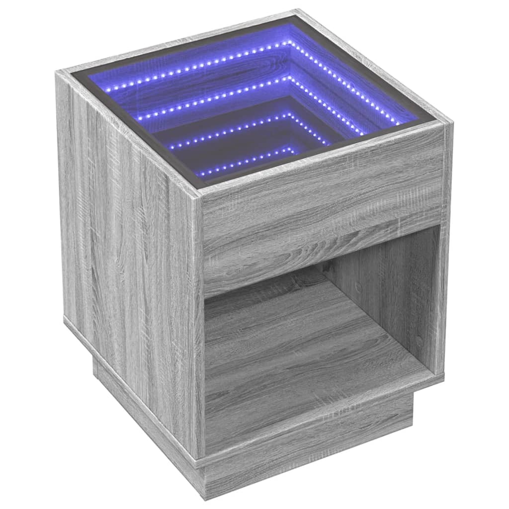 Κομοδίνο Άπειρο Φως LED Γκρι Sonoma 40x40x50 εκ.