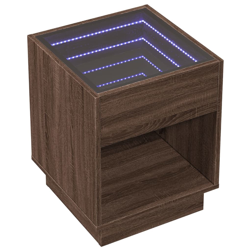 Κομοδίνο Άπειρο Φως LED Καφέ Δρυς 40x40x50 εκ.