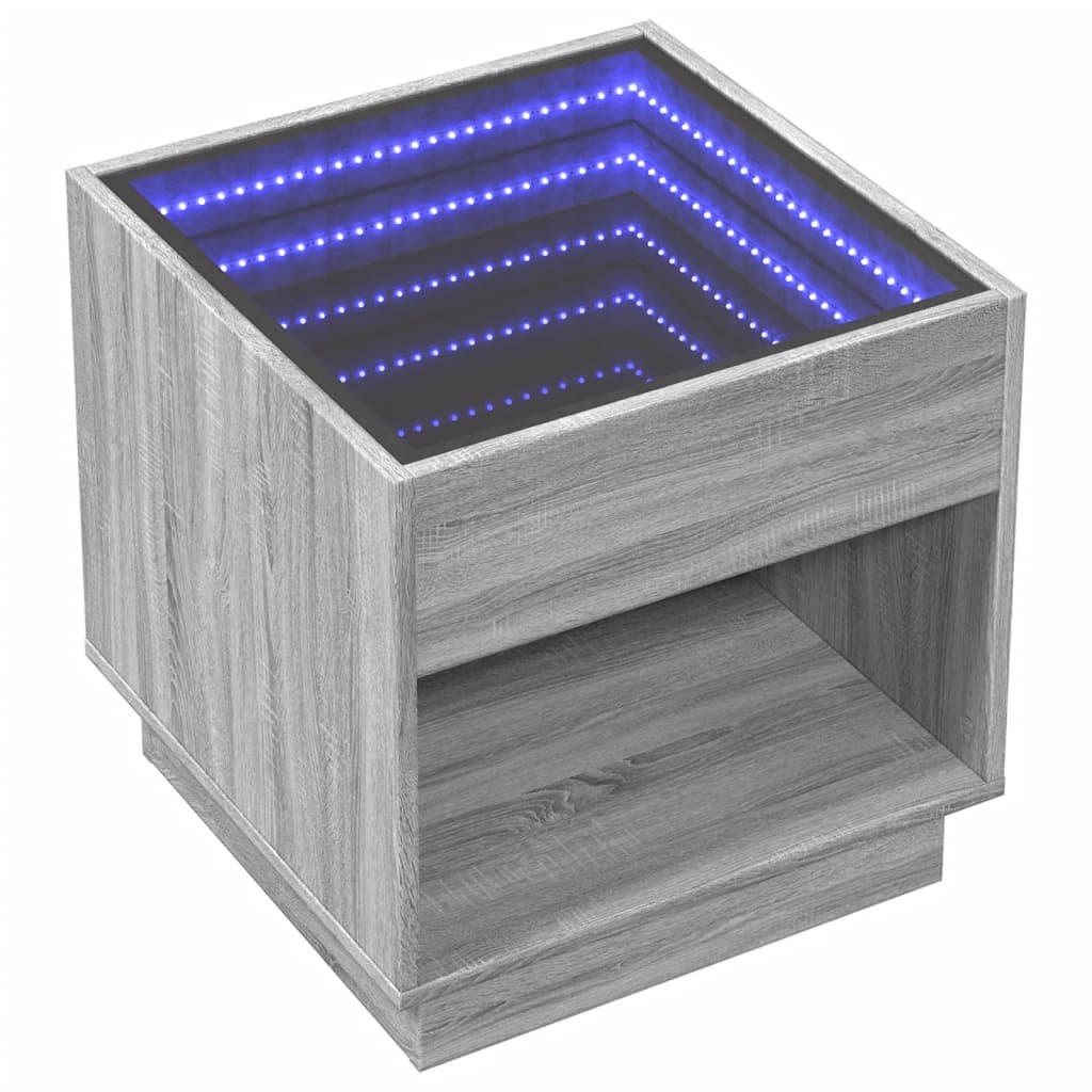 Κομοδίνο Άπειρο Φως LED Γκρι Sonoma 50x50x50 εκ.
