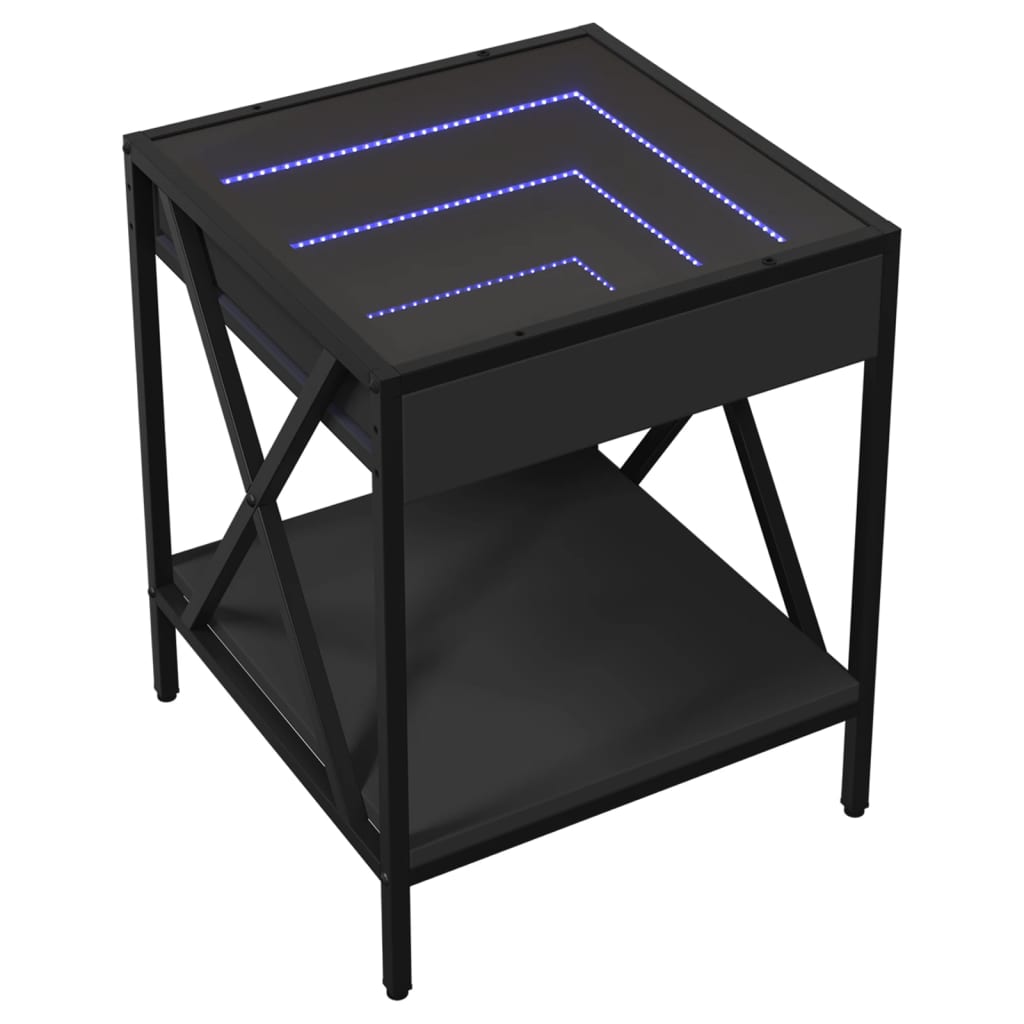 Κομοδίνο Άπειρο Φως LED Μαύρο 40x40x49 εκ.