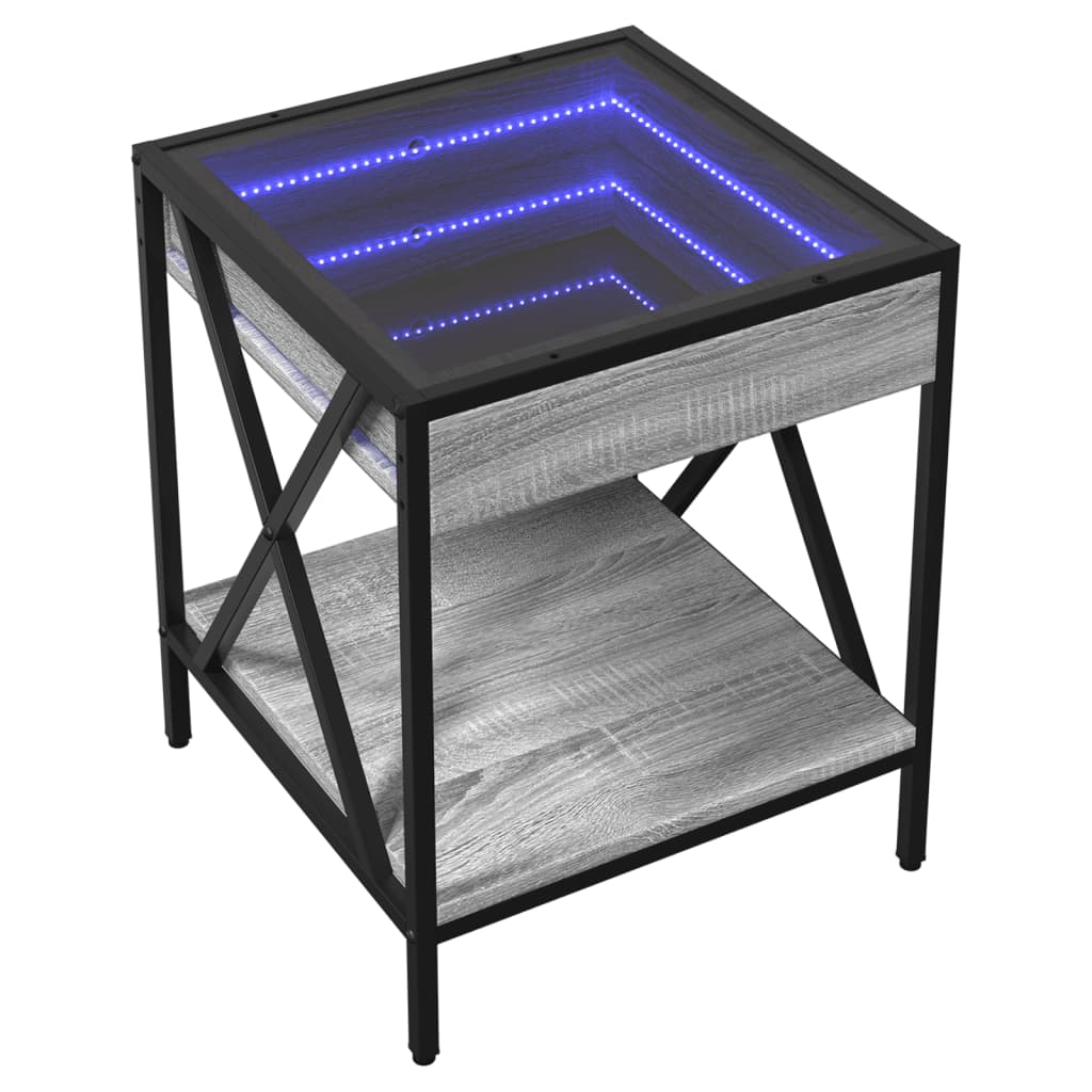 Κομοδίνο Άπειρο Φως LED Γκρι Sonoma 40x40x49 εκ.