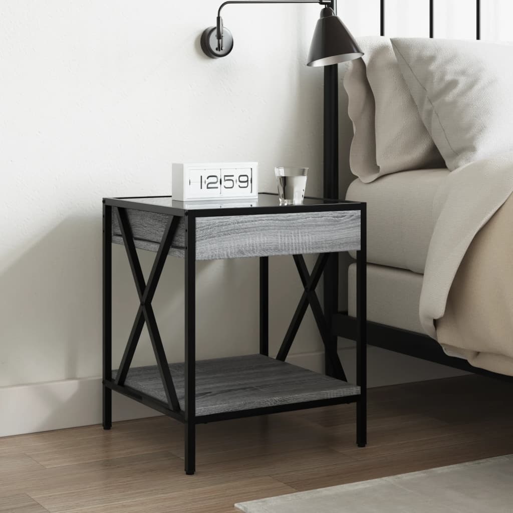 Κομοδίνο Άπειρο Φως LED Γκρι Sonoma 40x40x49 εκ.