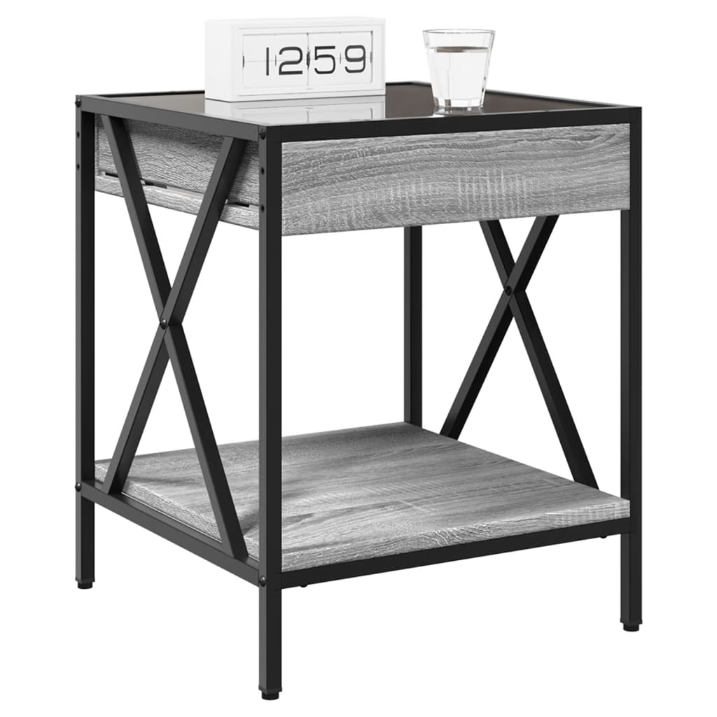 Κομοδίνο Άπειρο Φως LED Γκρι Sonoma 40x40x49 εκ.