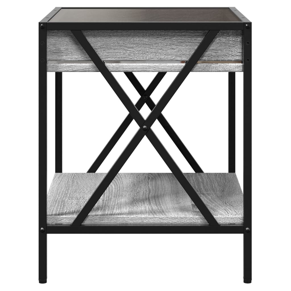 Κομοδίνο Άπειρο Φως LED Γκρι Sonoma 40x40x49 εκ.