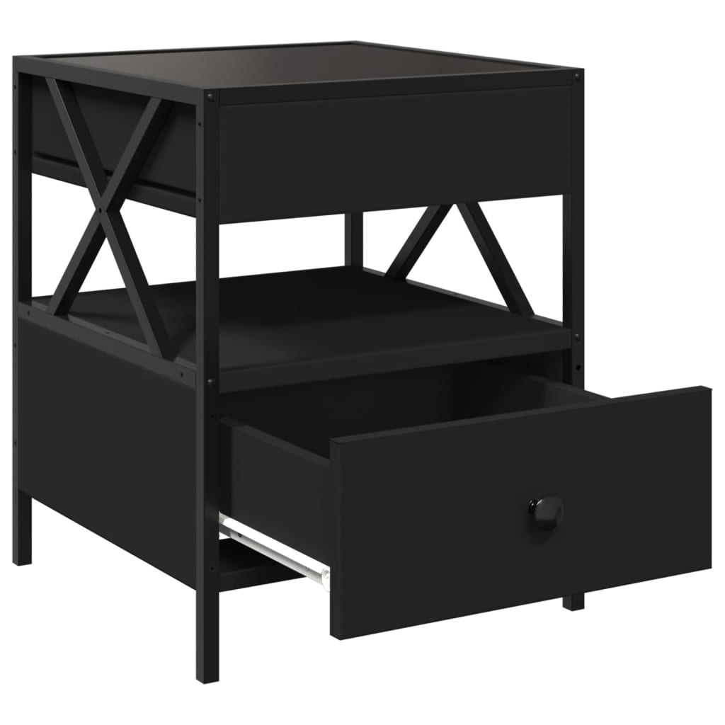 Κομοδίνο Άπειρο Φως LED Μαύρο 40x40x51 εκ.