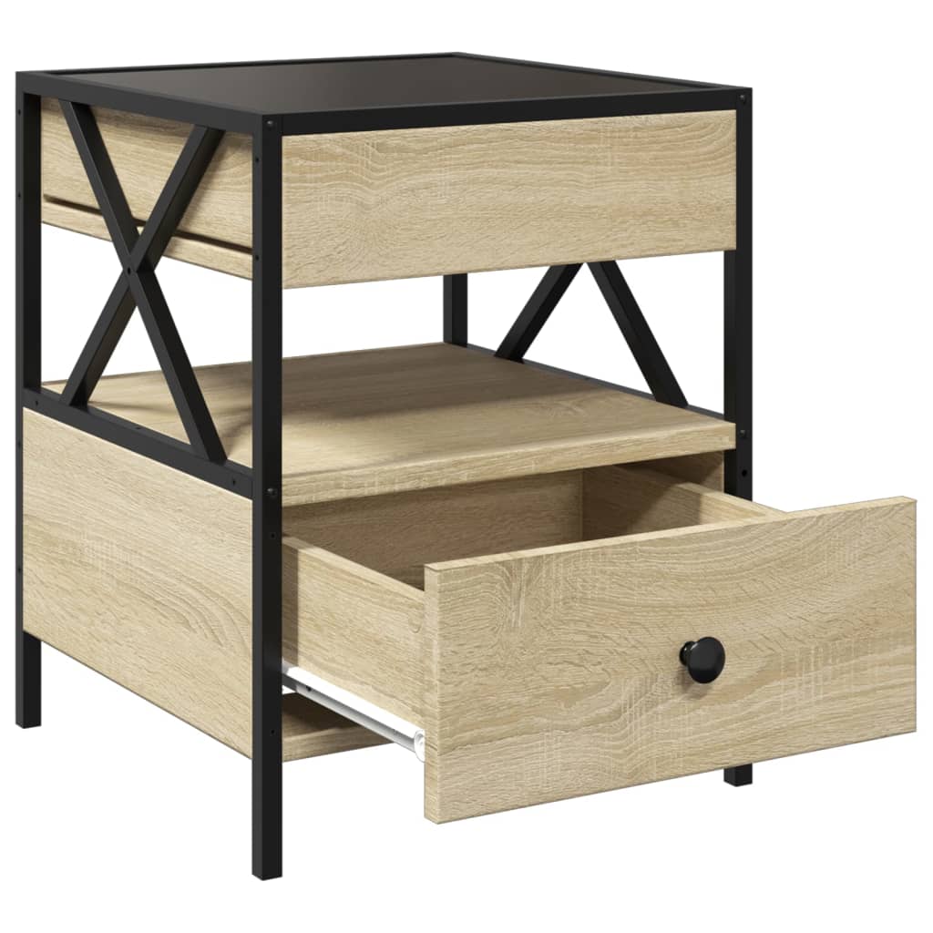 Κομοδίνο Άπειρο Φως LED Sonoma Δρυς 40x40x51 εκ.