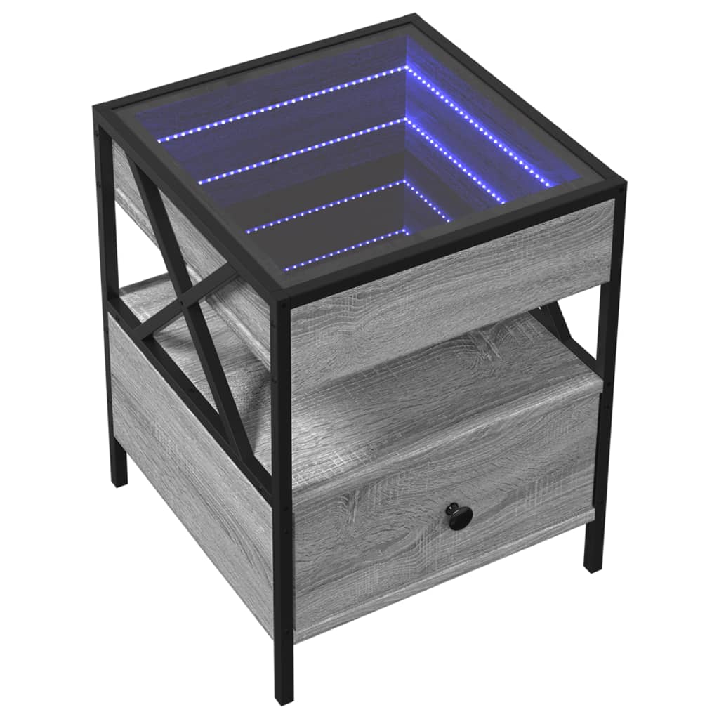 Κομοδίνο Άπειρο Φως LED Γκρι Sonoma 40x40x51 εκ.