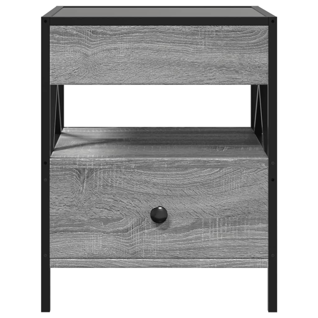 Κομοδίνο Άπειρο Φως LED Γκρι Sonoma 40x40x51 εκ.