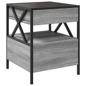 Κομοδίνο Άπειρο Φως LED Γκρι Sonoma 40x40x51 εκ.