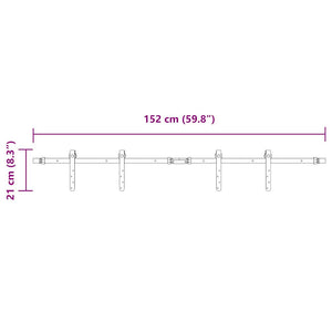 Κιτ συρόμενης ντουλάπας 152 cm Ανθρακούχο ατσάλι
