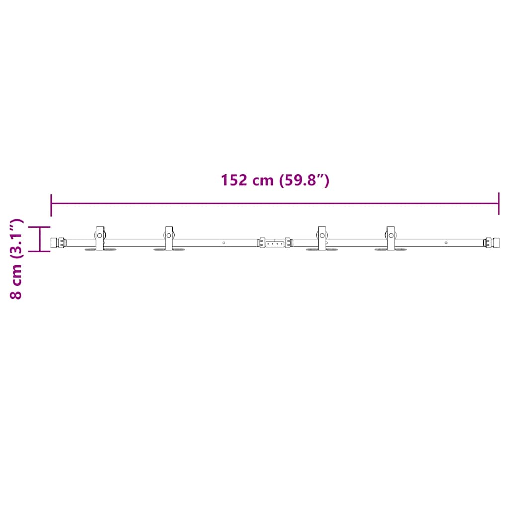 Κιτ συρόμενης ντουλάπας 152 cm Ανθρακούχο ατσάλι - Pakobazaar