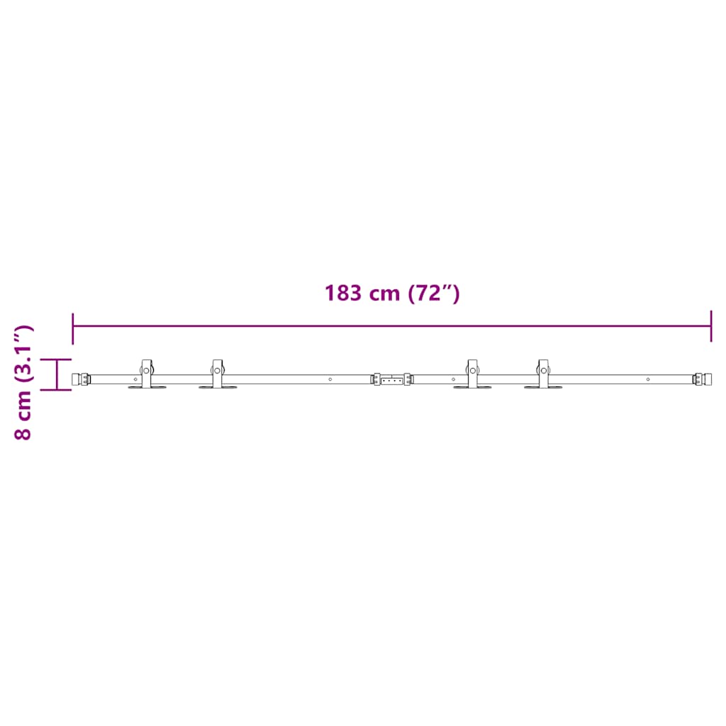 Κιτ συρόμενης πόρτας γραφείου 183 cm από ανθρακούχο χάλυβα
