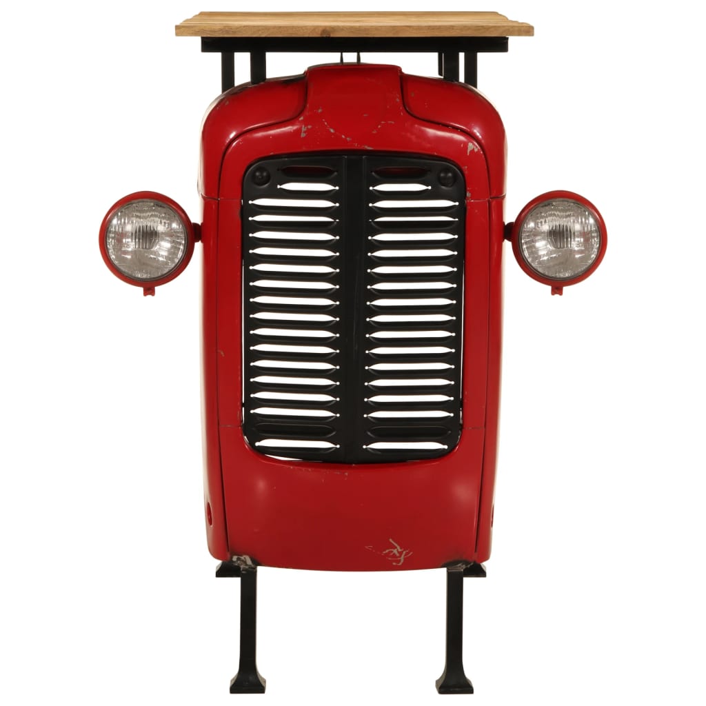 Τραπέζι Μπαρ Τρακτέρ Κόκκινο/Καφέ 55x120x107 εκ. Μασίφ Μάνγκο