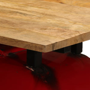 Τραπέζι Μπαρ Τρακτέρ Κόκκινο/Καφέ 55x120x107 εκ. Μασίφ Μάνγκο
