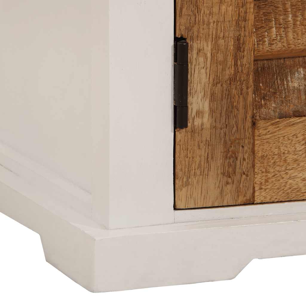 Ντουλάπι Λευκό και Καφέ 55x30x73 εκ. Μασίφ Ακατεργ. Ξύλο Μάνγκο