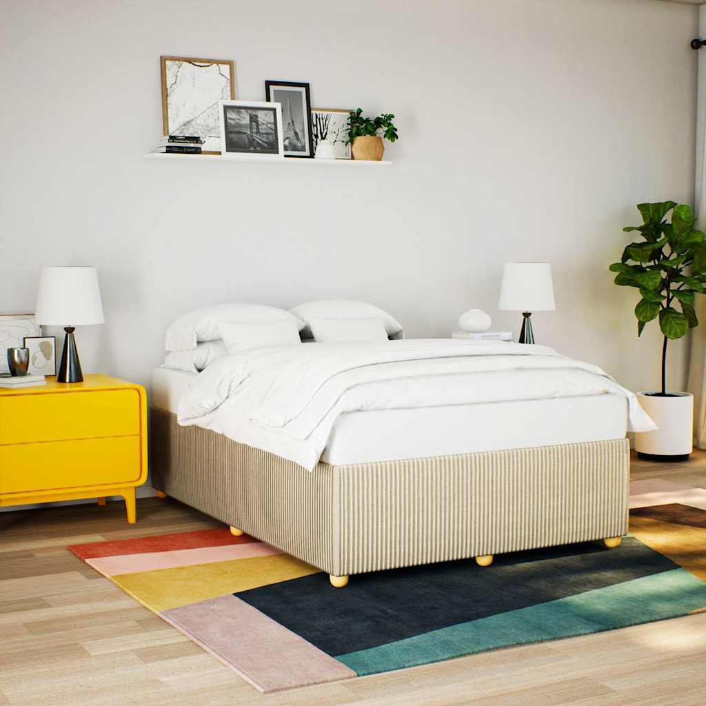 Σκελετός Κρεβατιού Χωρίς Στρώμα Κρεμ 160x200 εκ. Υφασμάτινο - Pakobazaar