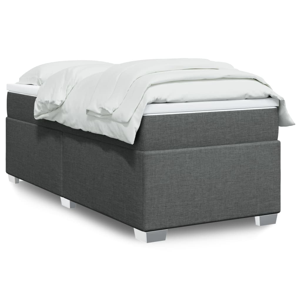 Κρεβάτι Boxspring με Στρώμα Σκούρο Γκρι 80x200 εκ. Υφασμάτινο - Pakobazaar