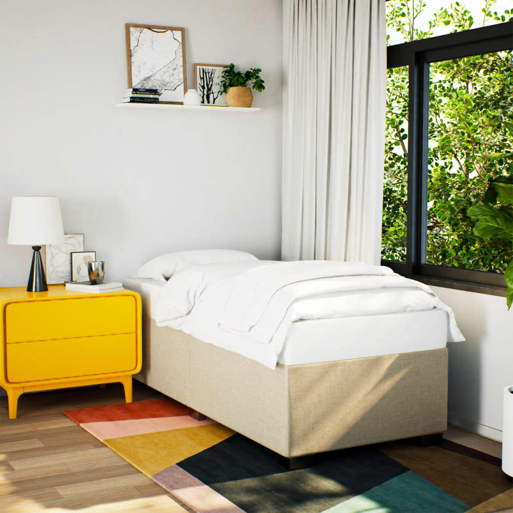 Κρεβάτι Boxspring με Στρώμα Κρεμ 80 x 200 εκ. Υφασμάτινο - Pakobazaar