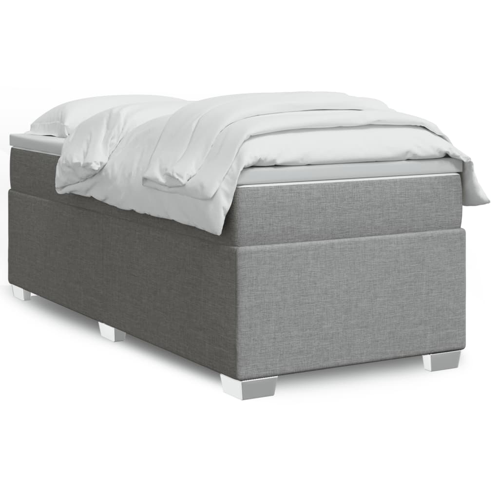 Κρεβάτι Boxspring με Στρώμα Ανοιχτό Γκρι 90x190 εκ. Υφασμάτινο - Pakobazaar