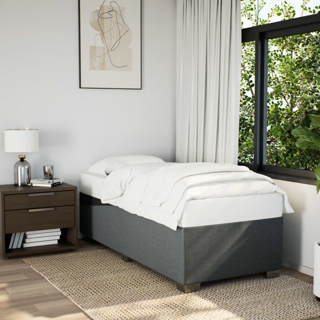 Κρεβάτι Boxspring με Στρώμα Σκούρο Γκρι 90x190 εκ. Υφασμάτινο - Pakobazaar