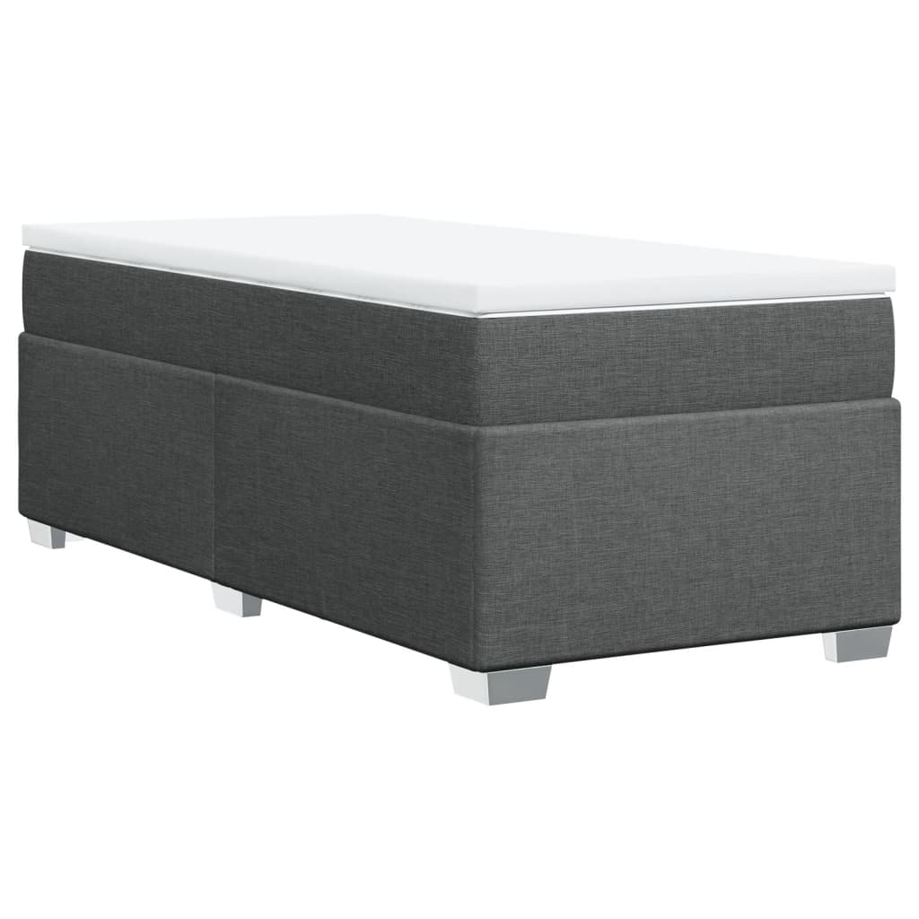 Κρεβάτι Boxspring με Στρώμα Σκούρο Γκρι 90x190 εκ. Υφασμάτινο - Pakobazaar