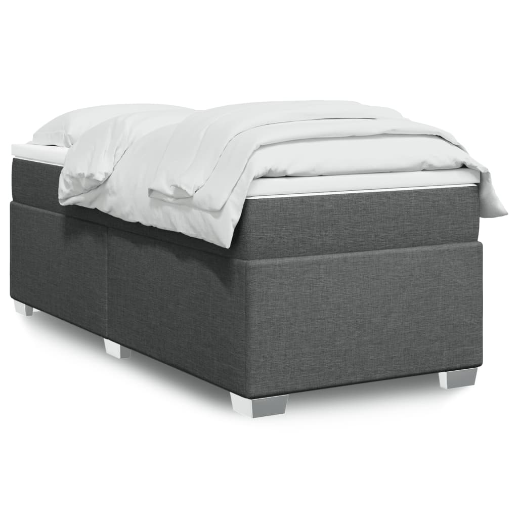 Κρεβάτι Boxspring με Στρώμα Σκούρο Γκρι 90x190 εκ. Υφασμάτινο - Pakobazaar