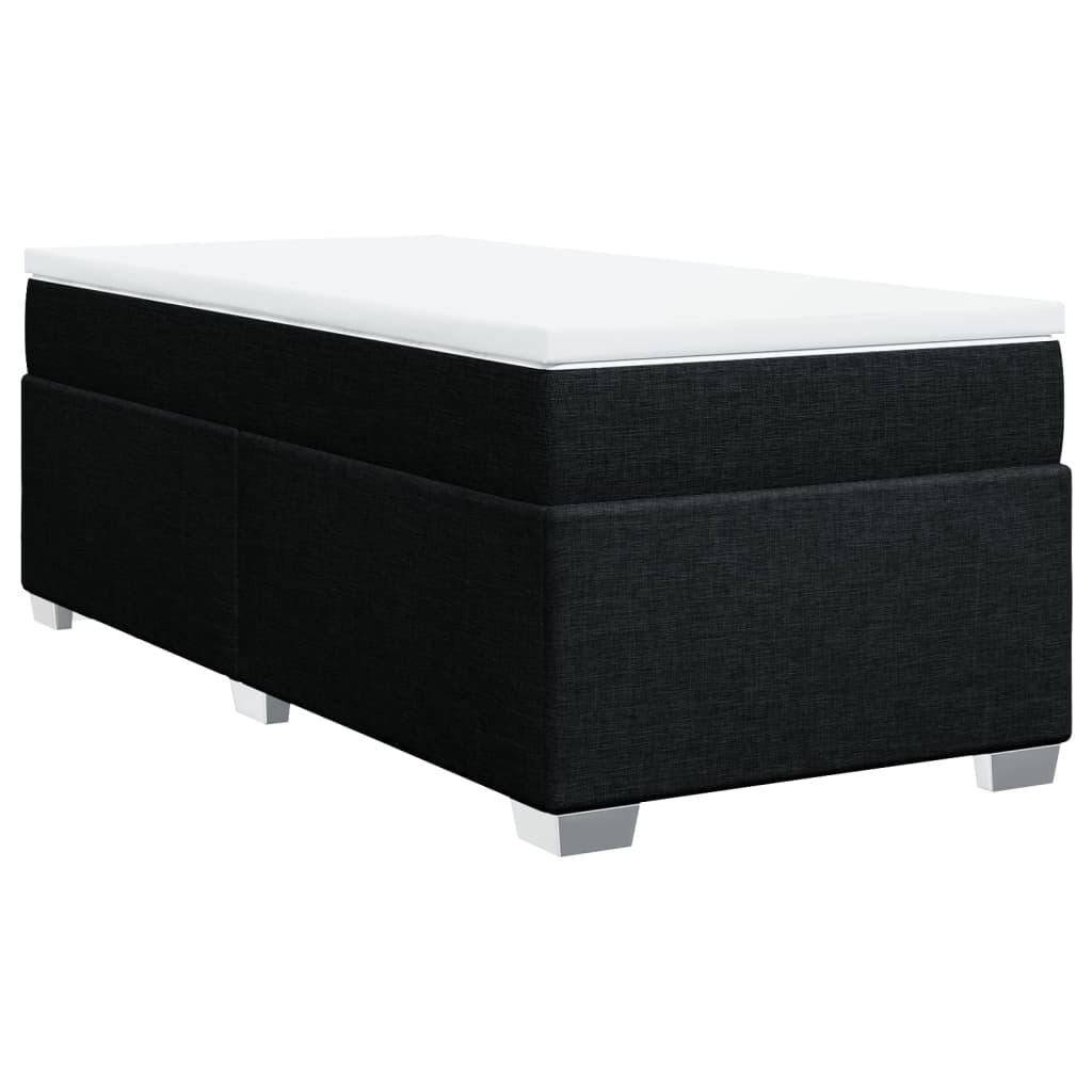 Κρεβάτι Boxspring με Στρώμα Μαύρο 90x190 εκ.Υφασμάτινο - Pakobazaar