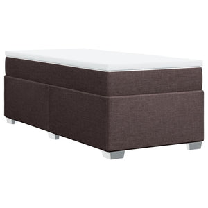 Κρεβάτι Boxspring με Στρώμα Σκούρο Καφέ 90x190 εκ. Υφασμάτινο