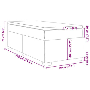 Κρεβάτι Boxspring με Στρώμα Taupe 90x190 εκ.Υφασμάτινο