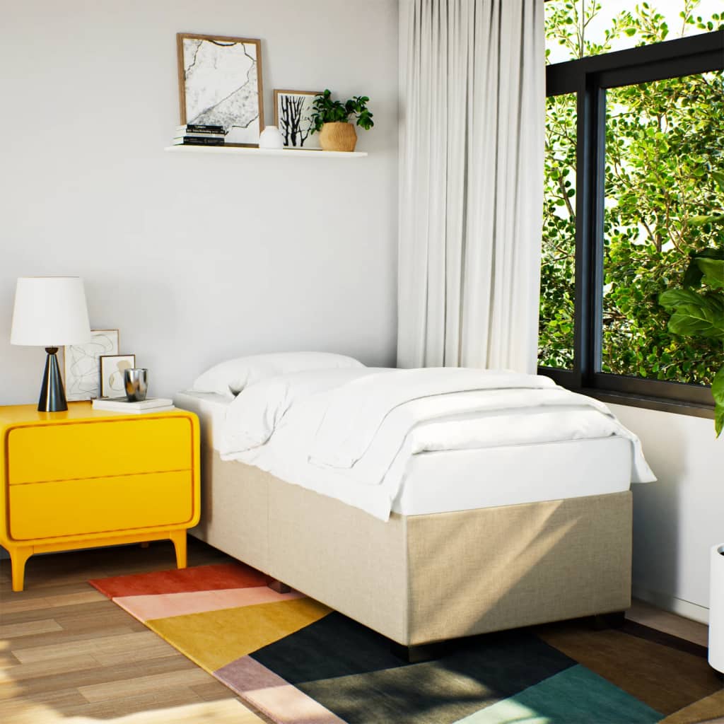 Κρεβάτι Boxspring με Στρώμα Κρεμ 90x190 εκ.Υφασμάτινο