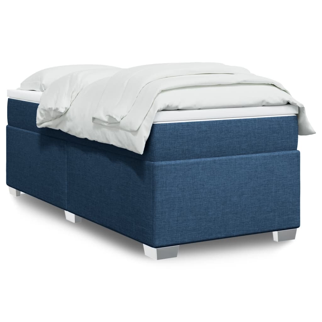 Κρεβάτι Boxspring με Στρώμα Μπλε 90x190 εκ.Υφασμάτινο