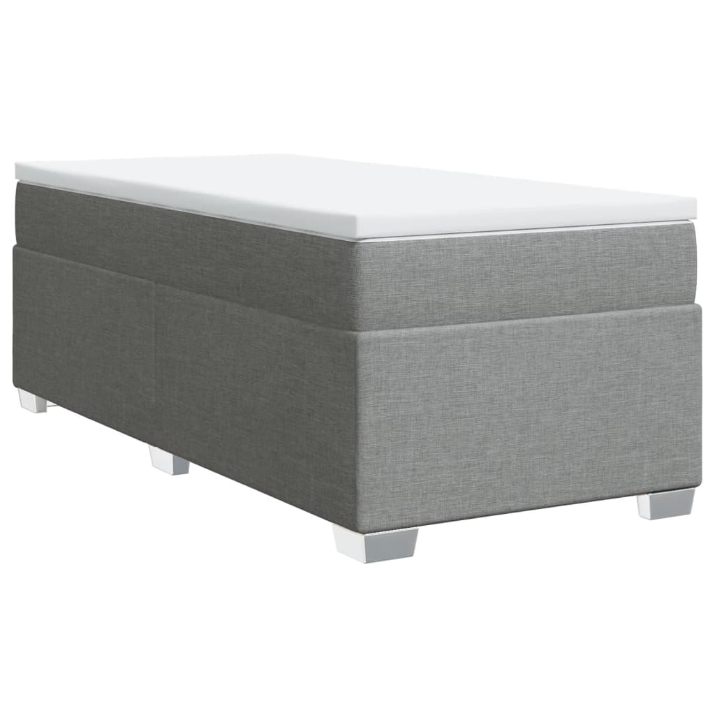 Κρεβάτι Boxspring με Στρώμα Ανοιχτό Γκρι 90x200 εκ. Υφασμάτινο - Pakobazaar
