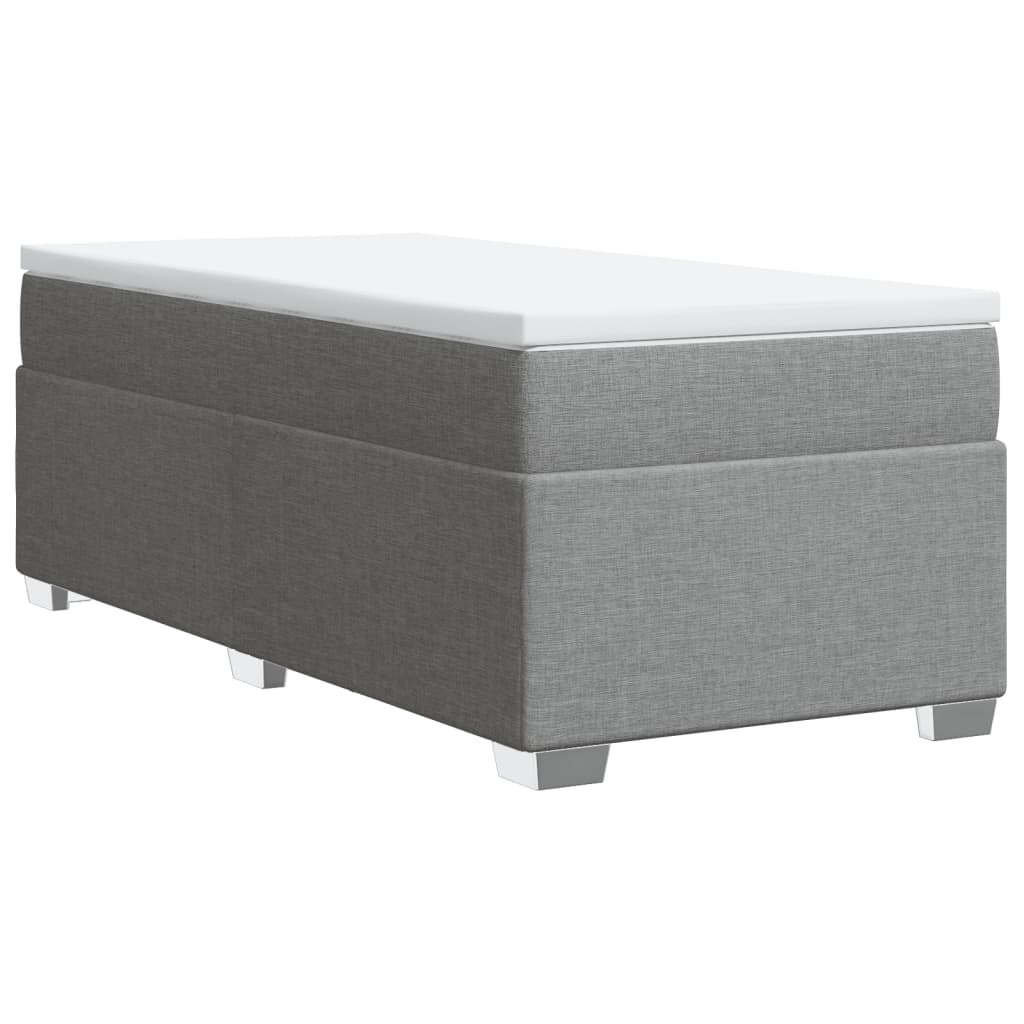 Κρεβάτι Boxspring με Στρώμα Ανοιχτό Γκρι 90x200 εκ. Υφασμάτινο - Pakobazaar