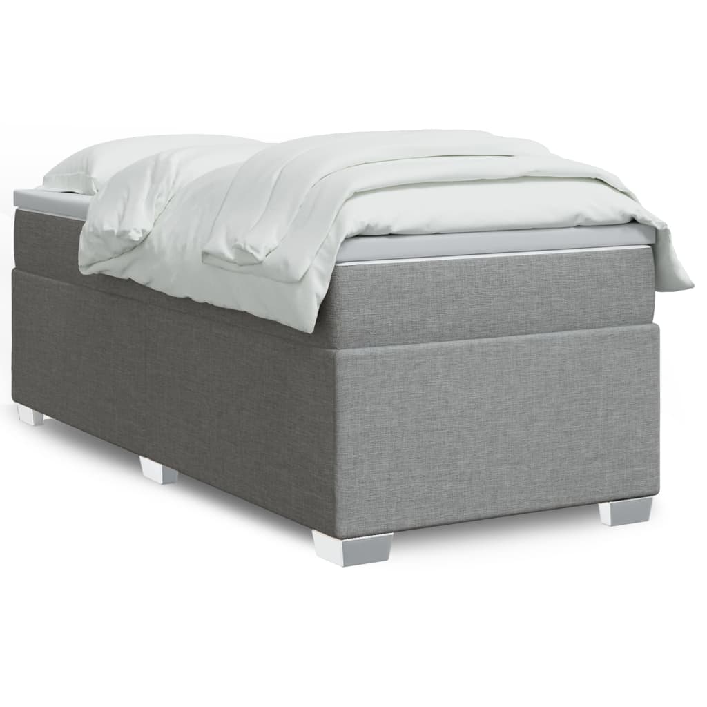 Κρεβάτι Boxspring με Στρώμα Ανοιχτό Γκρι 90x200 εκ. Υφασμάτινο - Pakobazaar