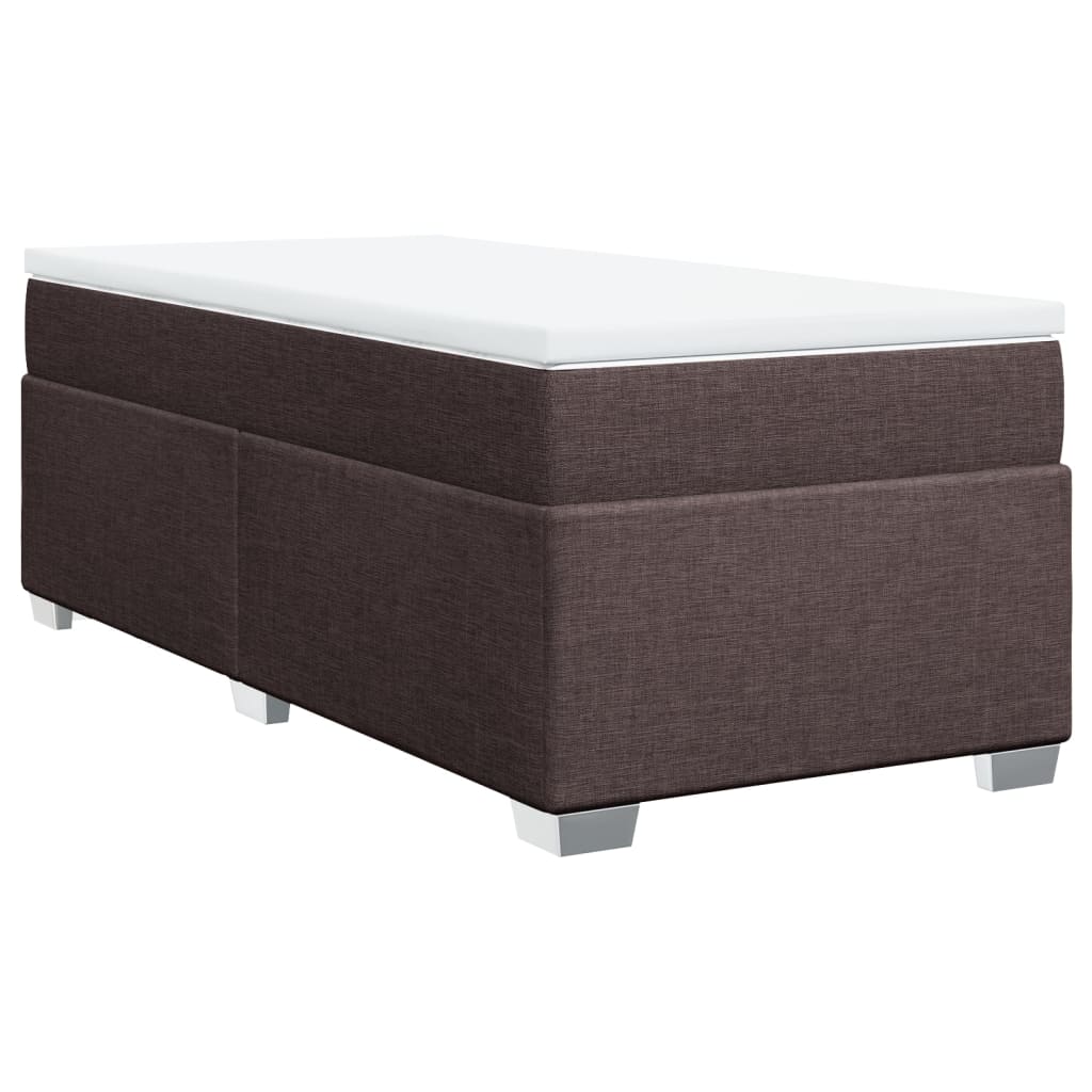 Κρεβάτι Boxspring με Στρώμα Σκούρο Καφέ 90x200 εκ. Υφασμάτινο