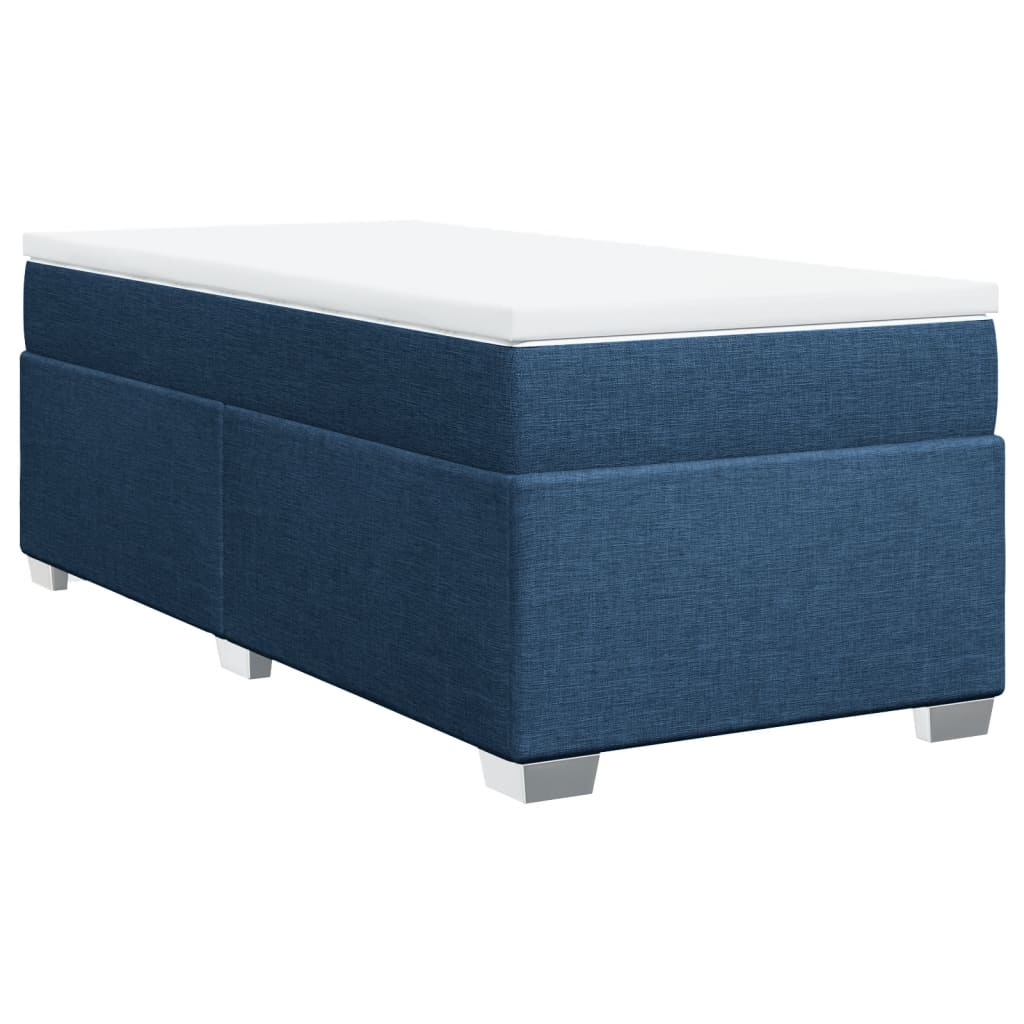 Κρεβάτι Boxspring με Στρώμα Μπλε 90x200 εκ.Υφασμάτινο