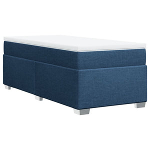 Κρεβάτι Boxspring με Στρώμα Μπλε 90x200 εκ.Υφασμάτινο