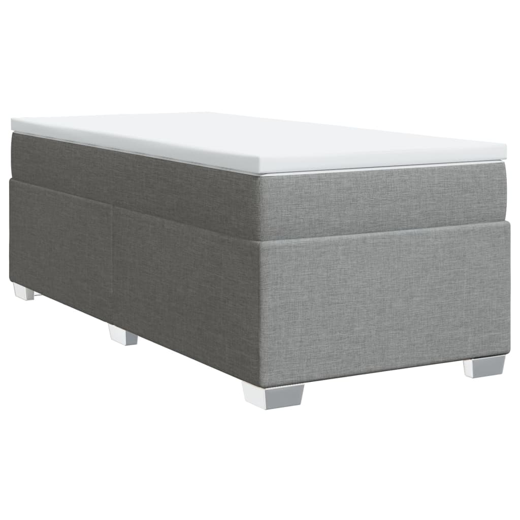 Κρεβάτι Boxspring με Στρώμα Ανοιχτό Γκρι 100x200 εκ. Υφασμάτινο