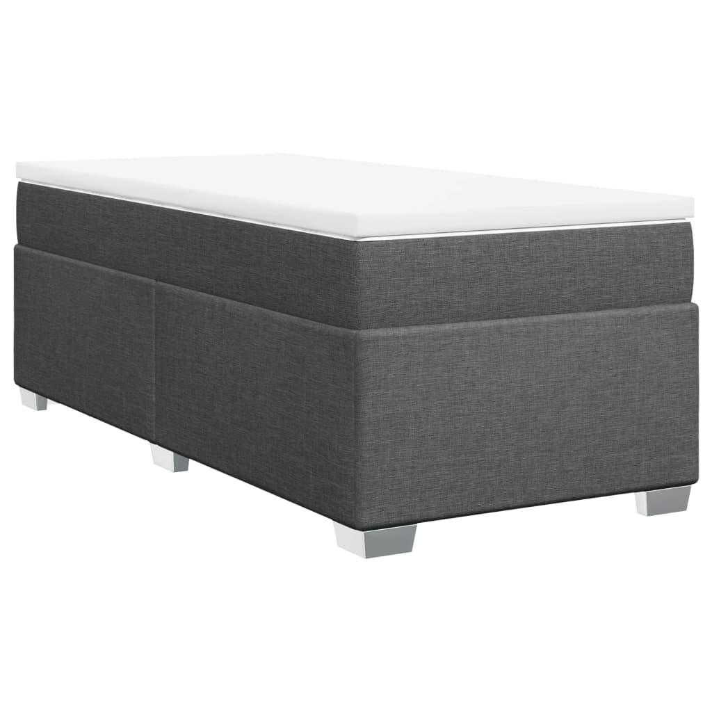 Κρεβάτι Boxspring με Στρώμα Σκούρο Γκρι 100x200 εκ. Υφασμάτινο