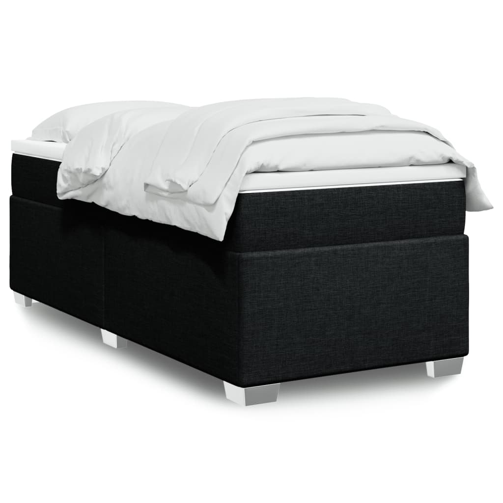 Κρεβάτι Boxspring με Στρώμα Μαύρο 100 x 200 εκ. Υφασμάτινο - Pakobazaar