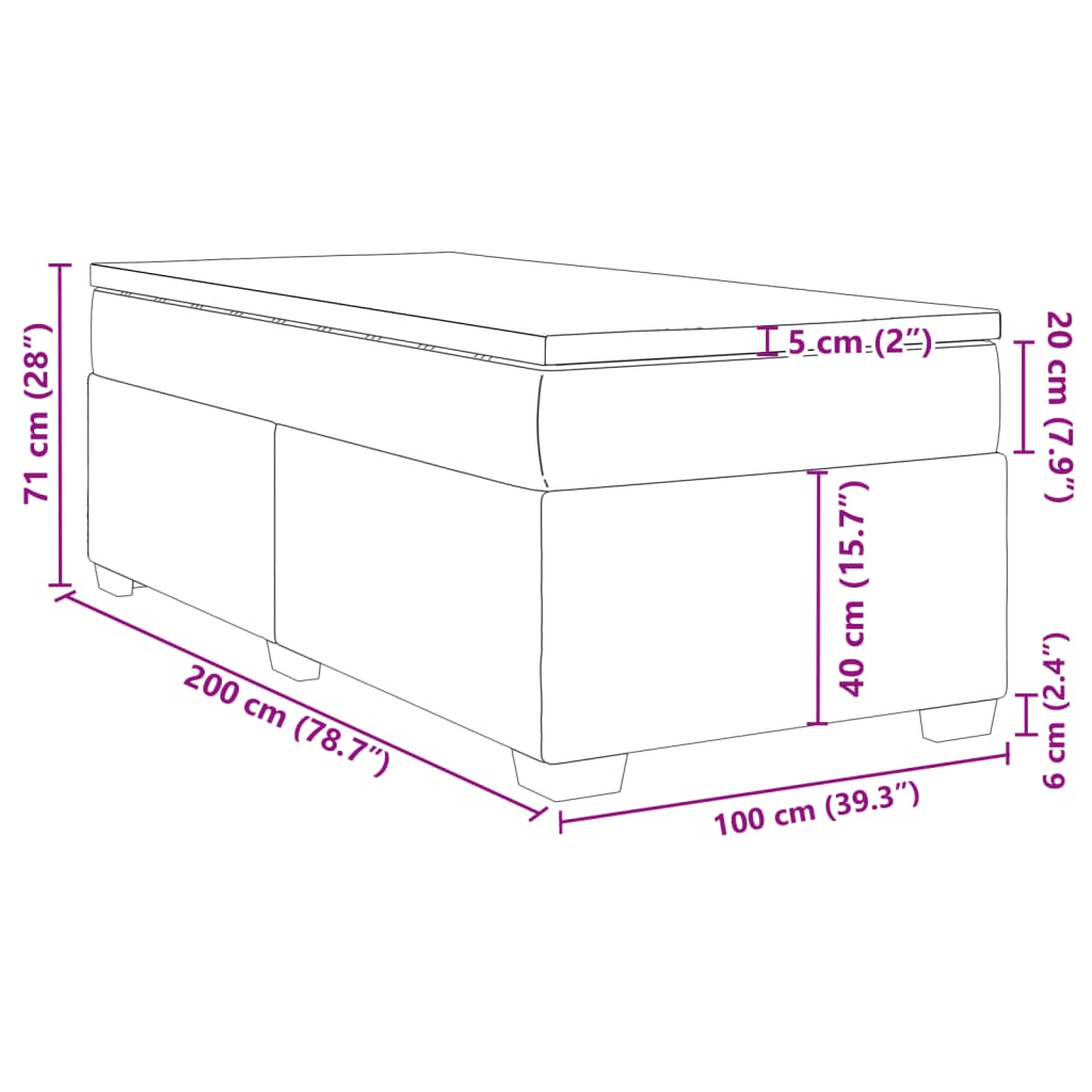 Κρεβάτι Boxspring με Στρώμα Taupe 100 x 200 εκ. Υφασμάτινο